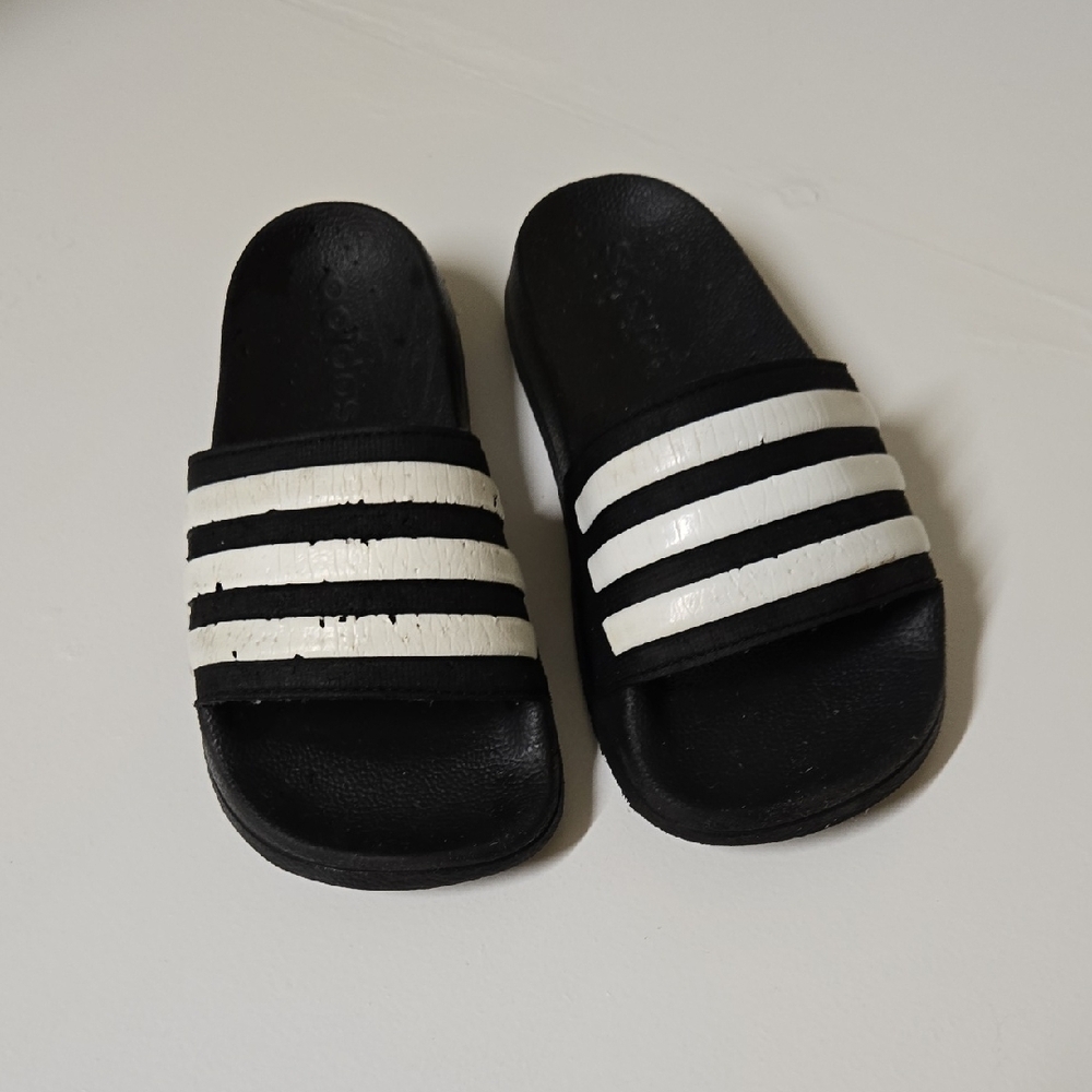 Kids Black and White Slide Sandals